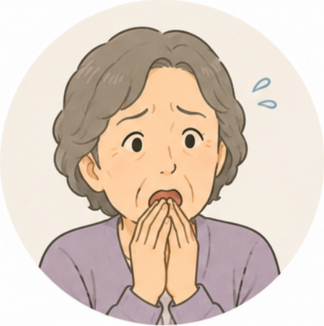 ショックを受けた表情の高齢女性のイラスト