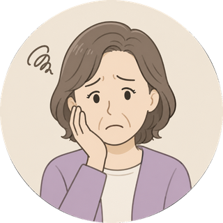 困った表情の高齢の女性のイラスト