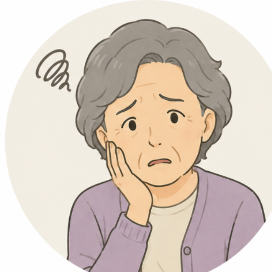 困った表情の高齢の女性のイラスト
